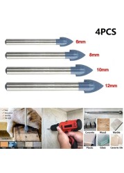 4/5pcs Glass Drill Bits Marble Porcelain Spear Head Ceramic Drill Bits Set Spade Drill Bit Saws 6/8/10/12mm