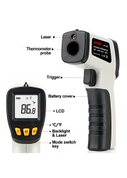 DZYTEK Non-Contact Digital Infrared Laser Thermometer Gun High Low Temperature Alarm -58℃~788℃ Thermometer