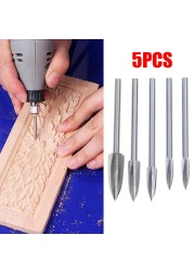 5pcs/set Wood Carving Engraving Drill Bit Milling Cutter Carving Root Woodworking Tools Carbide Milling Drill Bit Carving