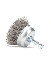 50mm Steel Wire Wheel Brush for Drill Rotary Tool Rust Removal Metal Polishing Stainless Steel Wire Brush Silver Length 60mm