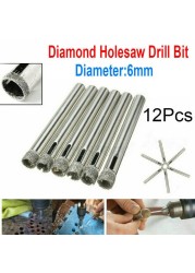 12pcs 6mm Diamond Drill Core Bit Connection Porcelain Tile Drill Bits Marble Stone Masonry Hole Saw