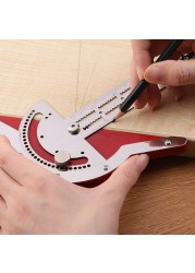 Multifunction Wood Edge Rule Inch Millimeter Woodworking Scriber Gauge Aluminum Steel Measuring Marking Framing Ruler Tools