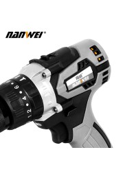NANWEI 21V 13mm Cordless Drill Industrial Grade Brushless Impact Drill 1/2" Metal Auto Lock Chuck Ice Drill Fishing