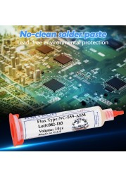 10cc Lead-Free Soldering Flux Grease For LED Chips BGA SMD PGA PCB DIY Repair Soldering Paste Needles Syringe Pusher Rework Tools