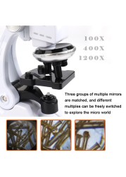 HD1200 times microscope for children, suitable with cell phone holder, simulation and educational toys