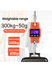 WeiHeng 300kg/50g Electronic Fishing Scale Rechargeable Mini Lifting Scale LCD Industrial Electronic Hook Scale With Backlight