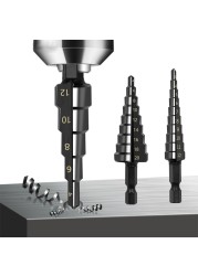 3pcs 3-12mm 4-12mm 4-20mm HSS Steel Nitrogen Coated Step Drill Bit Set Coated Hole Cutter Metal Wood Core Drilling Tools