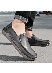 2021 Genuine Leather Shoes Casual Sneakers Men Shoes Comfortable Driving Quality Leather Shoes Men Shoes Spring Autumn Hot Sale