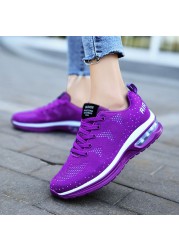 Women Running Shoes Fashion Casual Sneakers Mesh Lace Up Extra Thickening High Shoes Comfortable Breathable Zapatillas Mujer