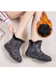 Ladies short snow boots winter plus cotton shoes waterproof double zipper boots women shoes