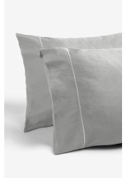 Collection Luxe 300 Thread Count 100% Cotton Sateen Duvet Cover And Pillowcase Set Satin Stitch