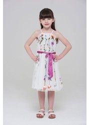 Amelia Rose Childrens White Floral Embroidered Bodice Dress