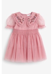 Embellished Mesh Collar Dress (3mths-8yrs)