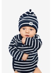 Polarn O. Pyret Blue Organic Cotton Striped Wrap Around Bodysuit