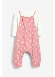 Baby Printed Dungarees And Bodysuit Set (0mths-3yrs)