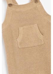 The Little Tailor Caramel Knitted Baby Dungarees