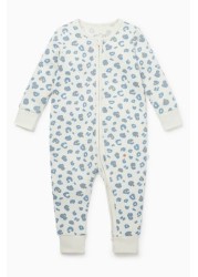 MORI Leopard Organic Cotton Ribbed Clever Zip Sleepsuit