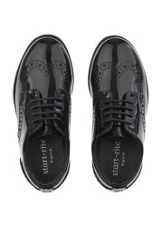 Start-Rite Pri Brogue Lace-up Black Patent Leather School Shoes