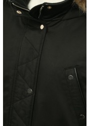 Kylie Black Teen Parka Coat