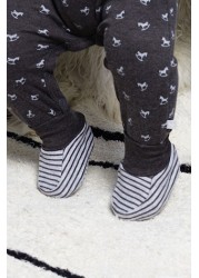 The Little Tailor Grey Rocking Horse Jersey Booties