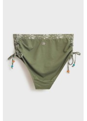 White Stuff Green Patchwork Panel High Waist Bikini Bottoms