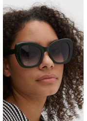 Oliver Bonas Green Butterfly Glam Acetate Sunglasses