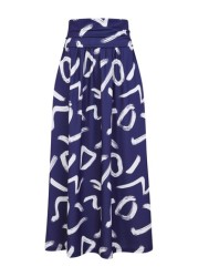 HotSquash Navy/White Roll Top Maxi Skirt