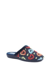 Pavers Ladies Colourful Heart Mule Slippers