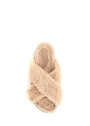 Jones Bootmaker Brown Totto Faux-Fur Slider Slippers