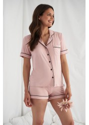 Pretty You London Bamboo Shirt Short Pyjama Set