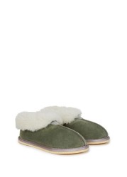 Celtic & Co. Ladies Green Sheepskin Bootee Slippers