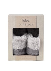 Totes totes Ladies Faux Fur Contrast Stripe Slider Slippers