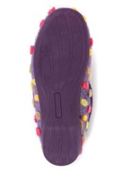 Pavers Purple Multi Ladies Full Woolly Slippers