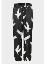 Oliver Bonas Black Sleepy Swallow Print Shirt, Trousers And Scrunchie Pyjama Set