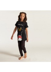 Disney Minnie Mouse Print T-shirt and Pyjama Set