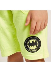 Batman Logo Print Shorts with Elasticated Waistband and Pockets