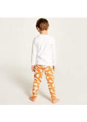 Juniors Printed Crew Neck T-shirt and Pyjama - Set of 2