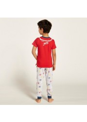 Juniors Football Theme T-shirt and Printed Pyjama Set