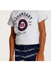 Juniors Printed Crew Neck T-shirt and Pyjama Set