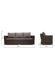 Agartha 3-Seater Rattan Sofa W/Cushions Generic (207 x 80 x 90 cm)