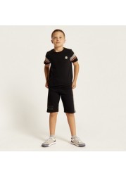 XYZ Printed T-shirt with Round Neck and Shorts Set