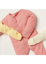 Juniors Textured Sleepsuit with Long Sleeves - Set of 3