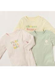 Juniors Printed Sleepsuit with Long Sleeves - Set of 3