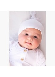 Anvi Baby Solid Knotted Sleepsuit and Beanie Set