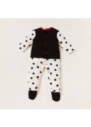 Disney Minnie Mouse Print Closed Feet Sleepsuit with Long Sleeves