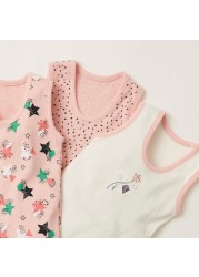 Juniors 3-Piece Printed Sleeveless Bodysuit Set