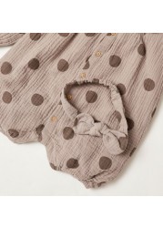 Giggles Polka Dot Printed Rompers and Headband Set