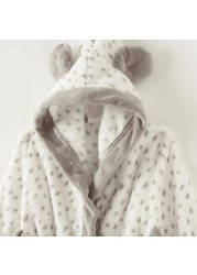 Juniors Printed Robe with Hood and Ears Applique