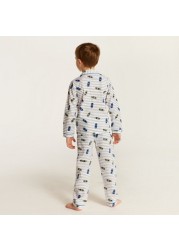 Juniors Car Print Shirt and Full Length Printed Pyjama Set