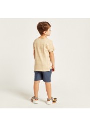 Checked Round Neck T-shirt and Shorts Set